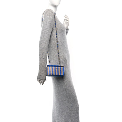 Chanel Raffia Jute Striped Small Vanity Case With Chain Blue Beige 2 of 10