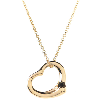 Tiffany 18K Yellow Gold 16mm Elsa Peretti Open Heart Pendant Necklace 4 of 9