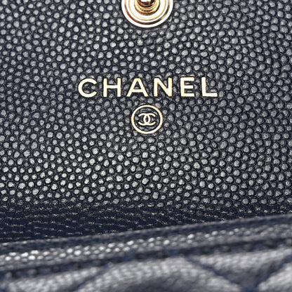 Chanel Caviar Quilted Crystal CC Flap Card Holder Navy Blue 6 of 8