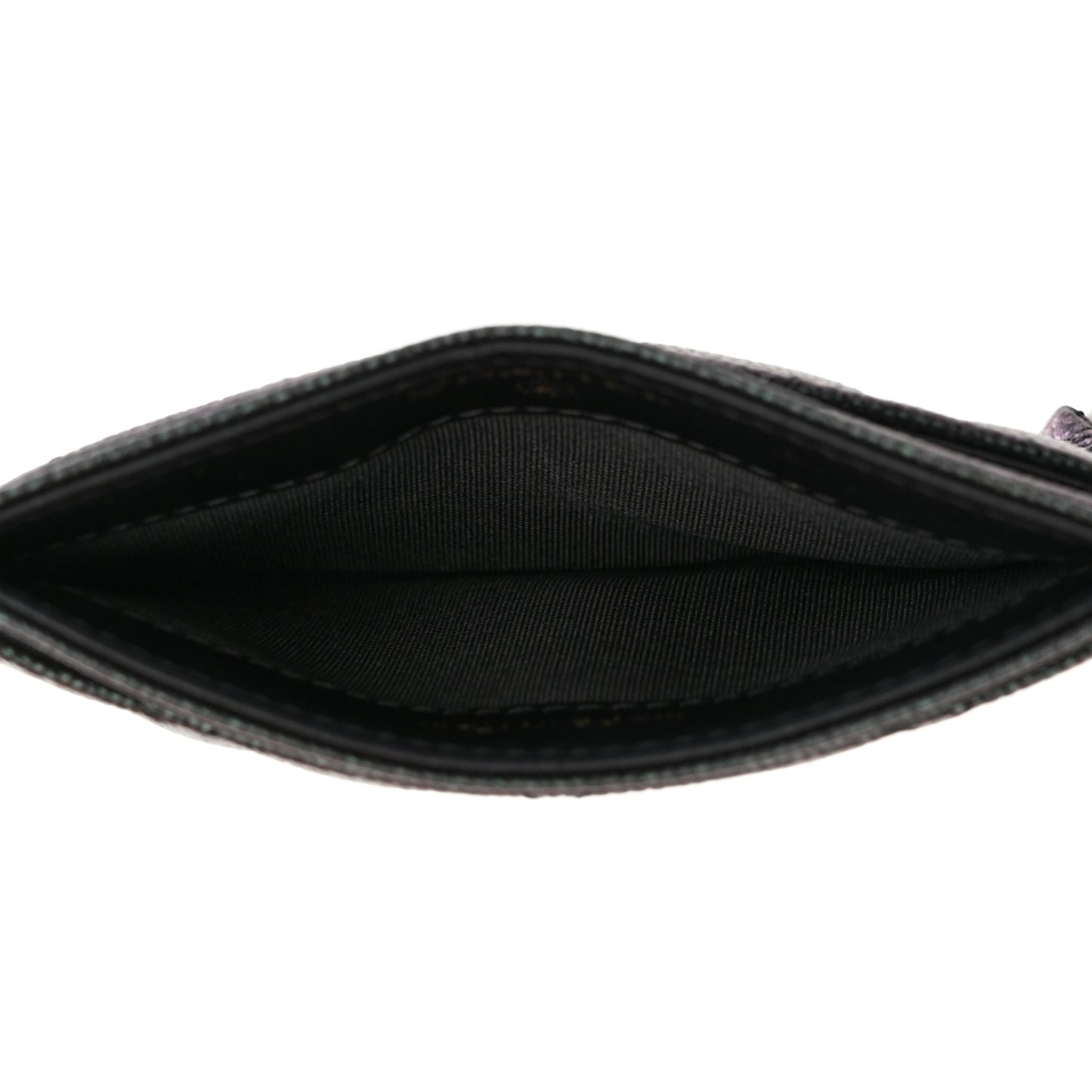 Iridescent Caviar Quilted Card Holder Black