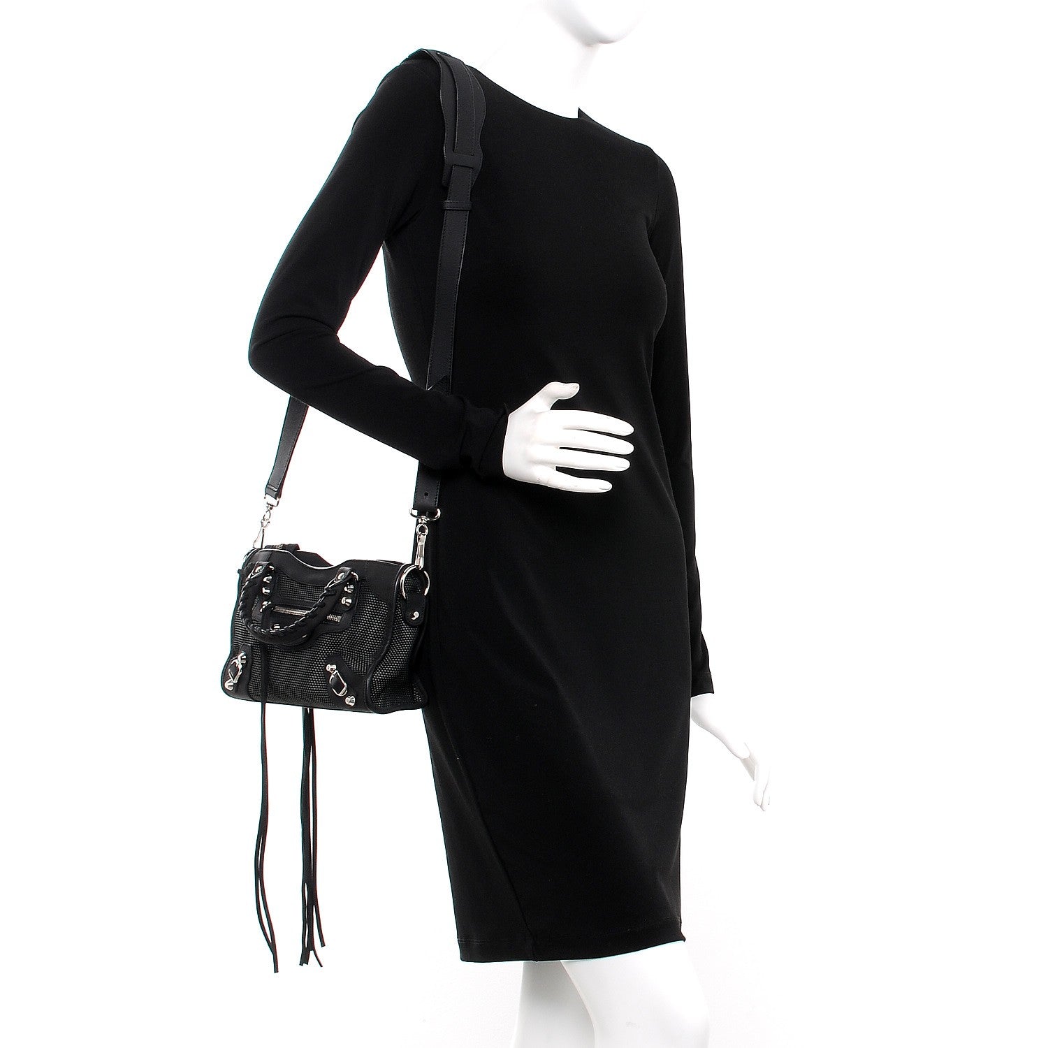 Balenciaga Lambskin Canvas Classic Silver Hardware Mini City Black 2 of 7