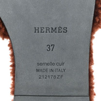 Hermes Woolskin Oran Sandals 37 Cognac 7 of 8