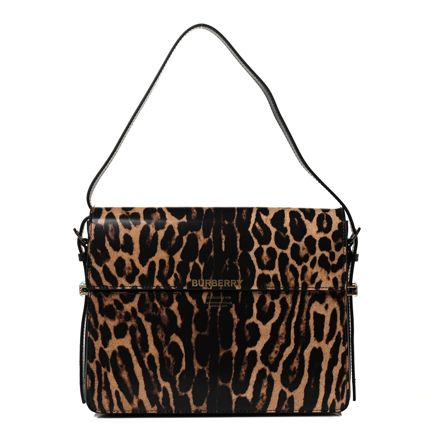 Calfskin Leopard Large Grace Bag Dark Mustard