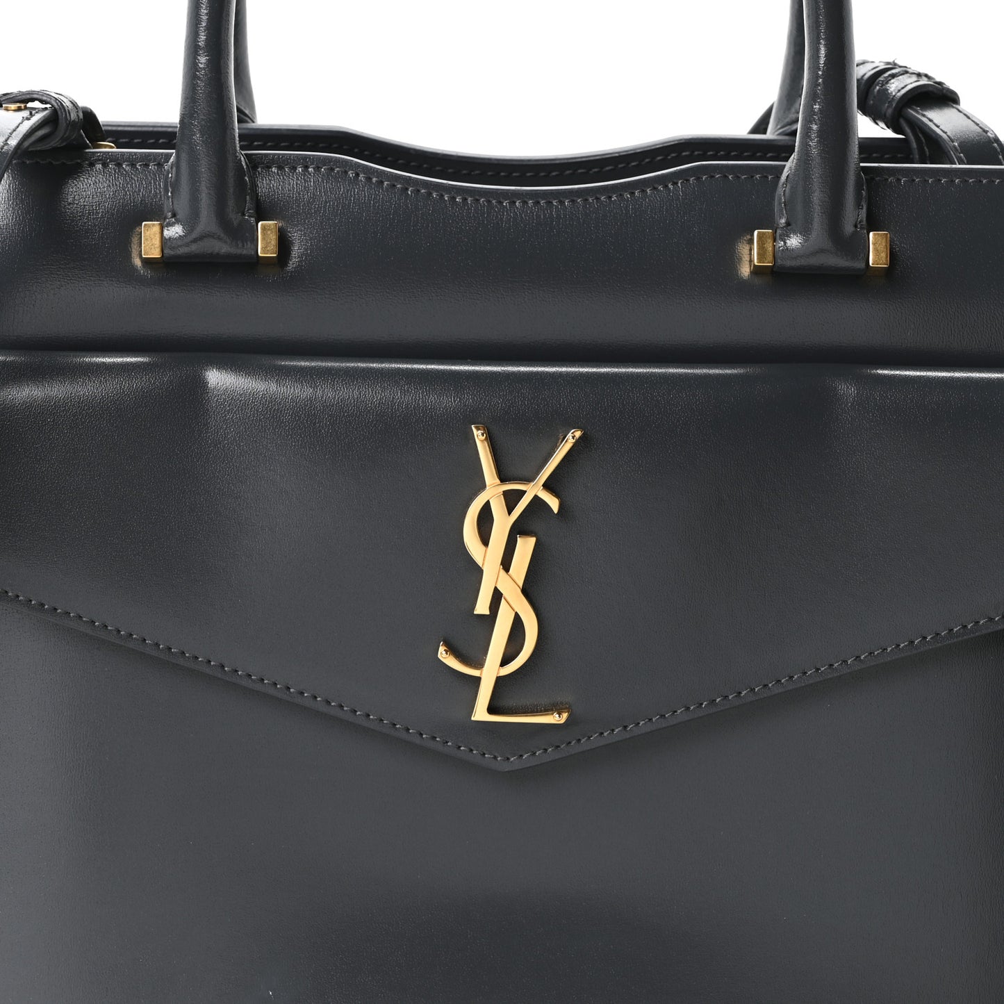 Shiny Calfskin Medium Uptown Tote Black