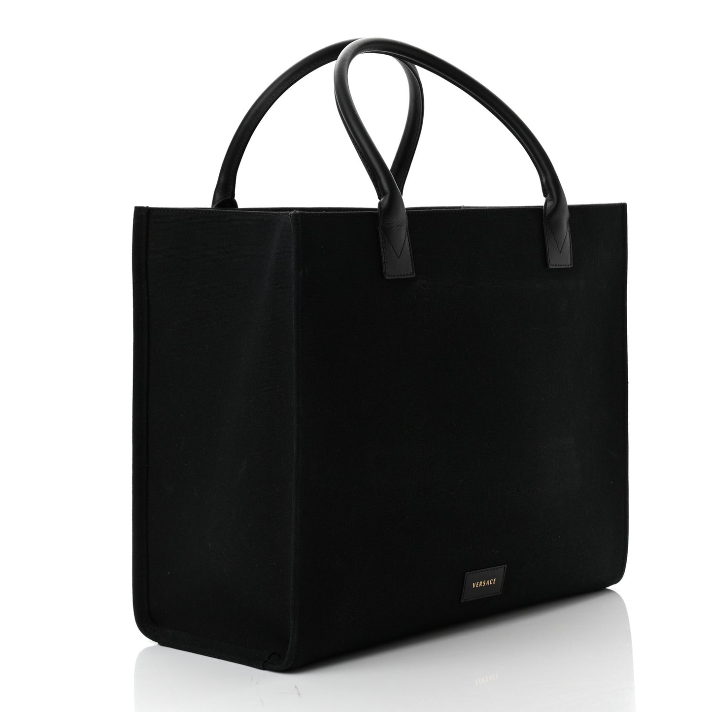 Canvas Suppler Calfskin Cabas GV Signature Tote Black
