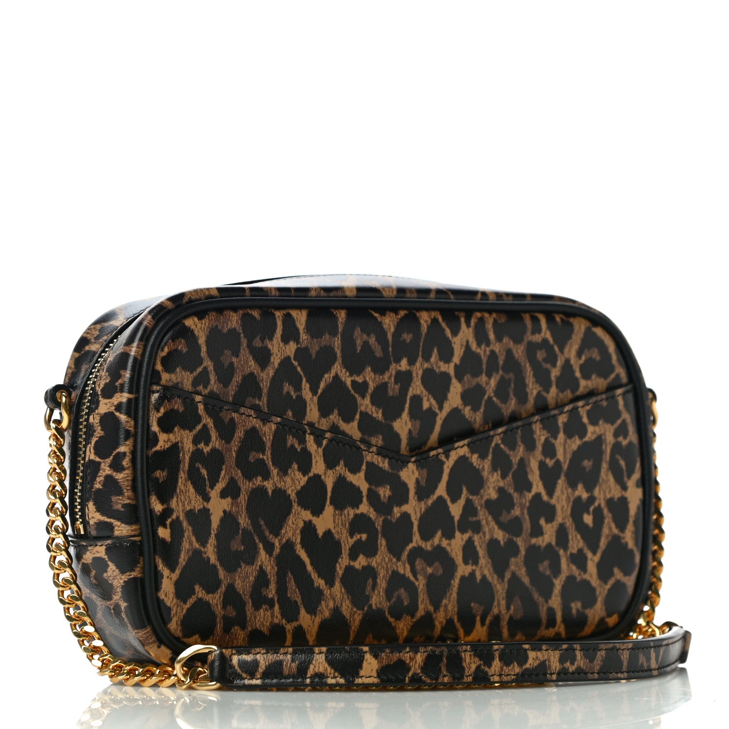 Saint Laurent Calfskin Heart Leopard Print Monogram Mini Lou Camera Bag Toffee 3 of 10