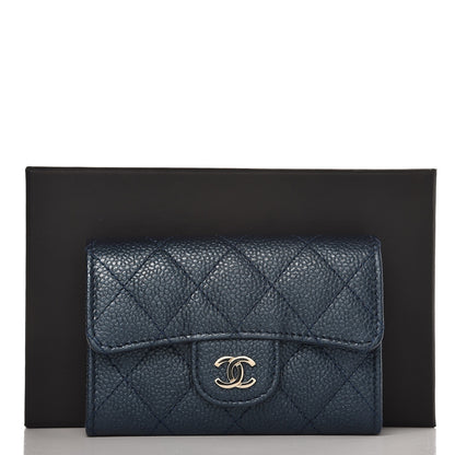 Chanel Caviar Quilted Card Holder Wallet Blue 9 of 9
