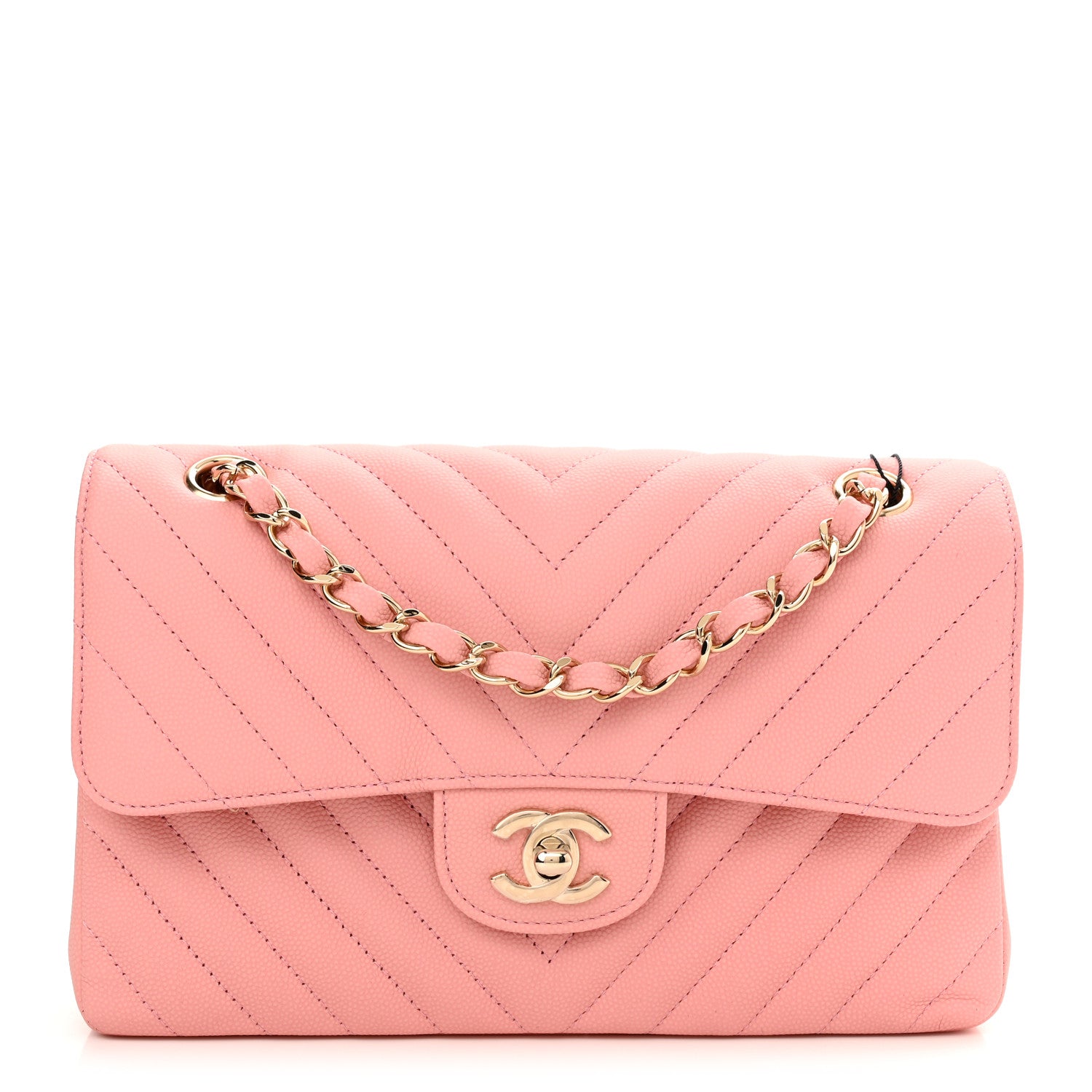 Chanel Caviar Chevron Quilted Small Double Flap Pink 1 of 10