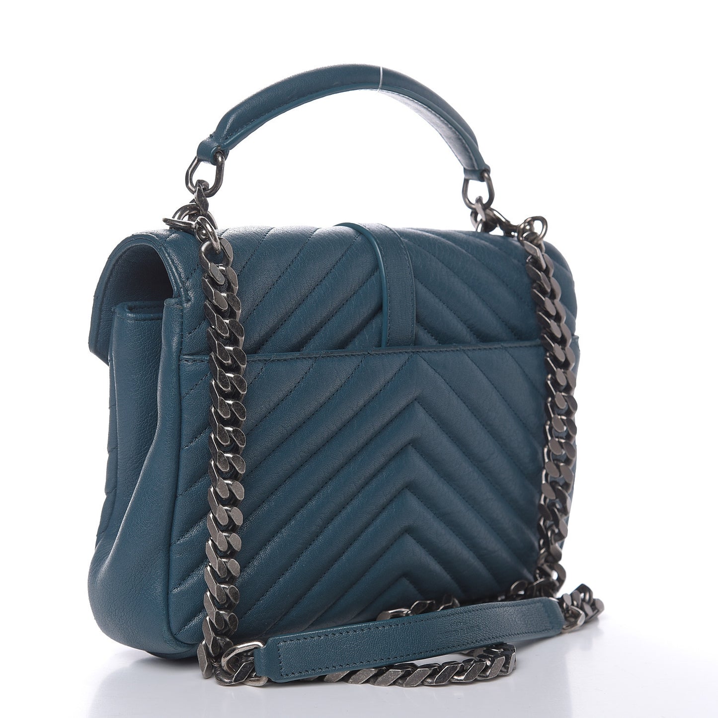 Sheepskin Matelasse Monogram Medium College Bag Peacock Green