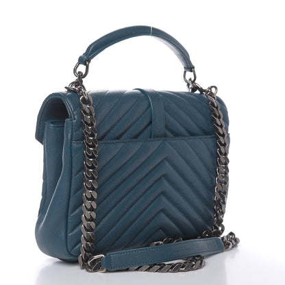 Saint Laurent Sheepskin Matelasse Monogram Medium College Bag Peacock Green 3 of 17