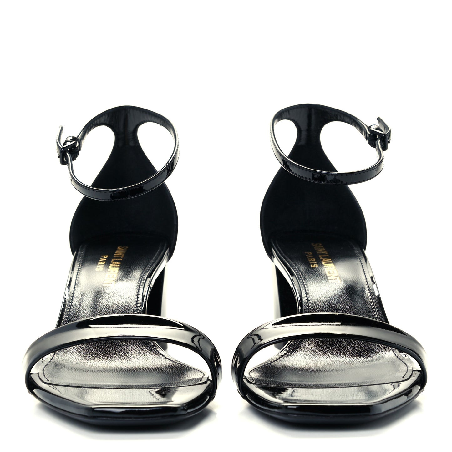 Patent Calfskin Loulou Ankle Strap Sandals 36.5 Black