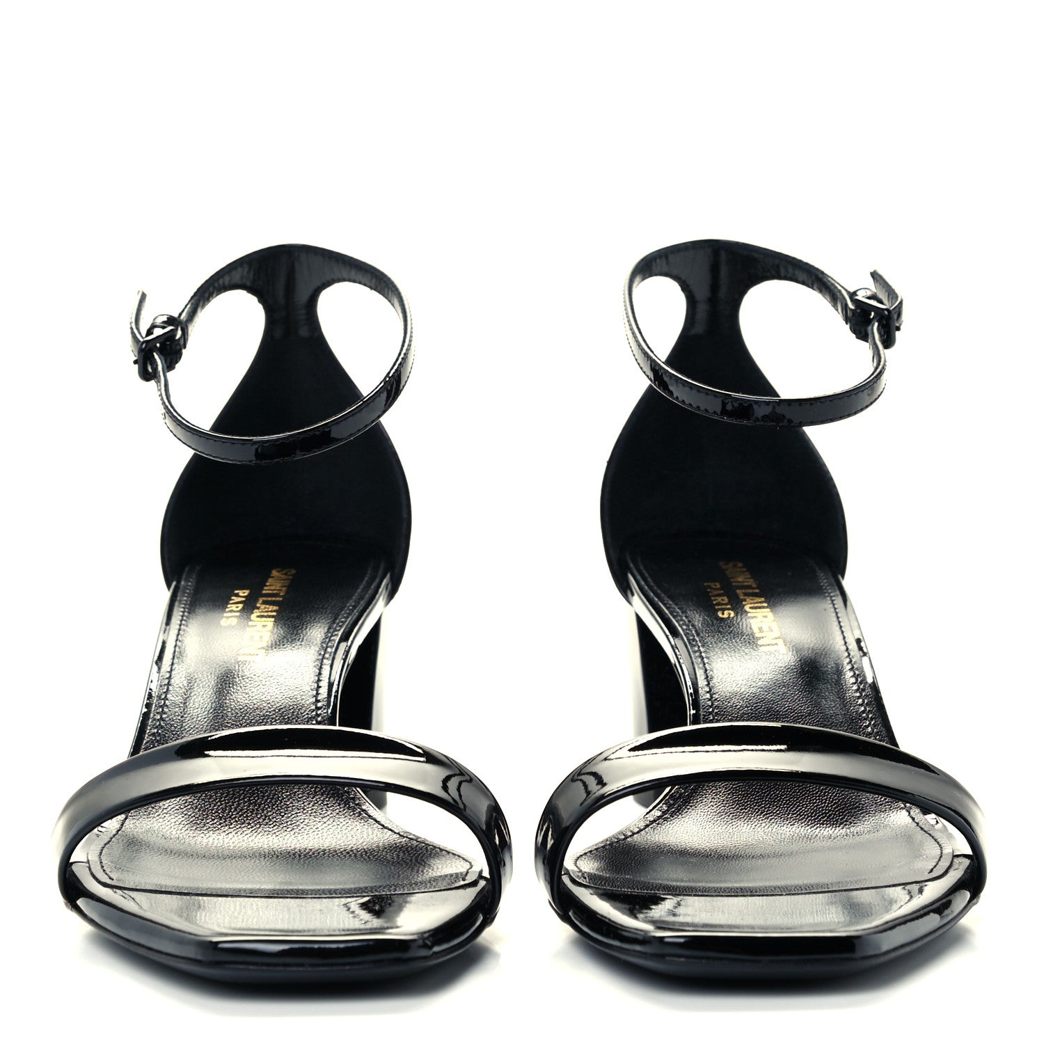Saint Laurent Patent Calfskin Loulou Ankle Strap Sandals 36.5 Black 3 of 12