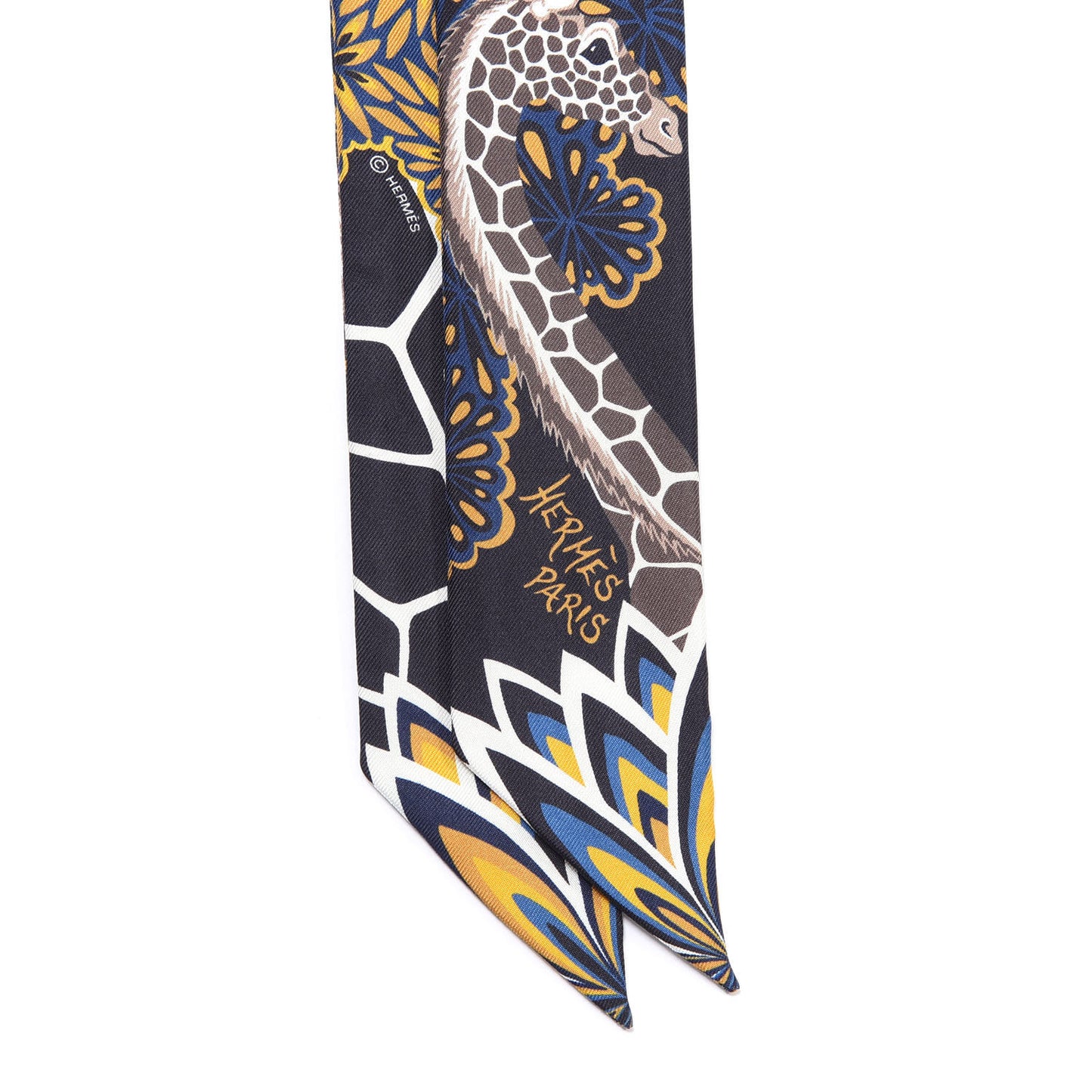 Silk Three Graces Twilly Black Gold Taupe
