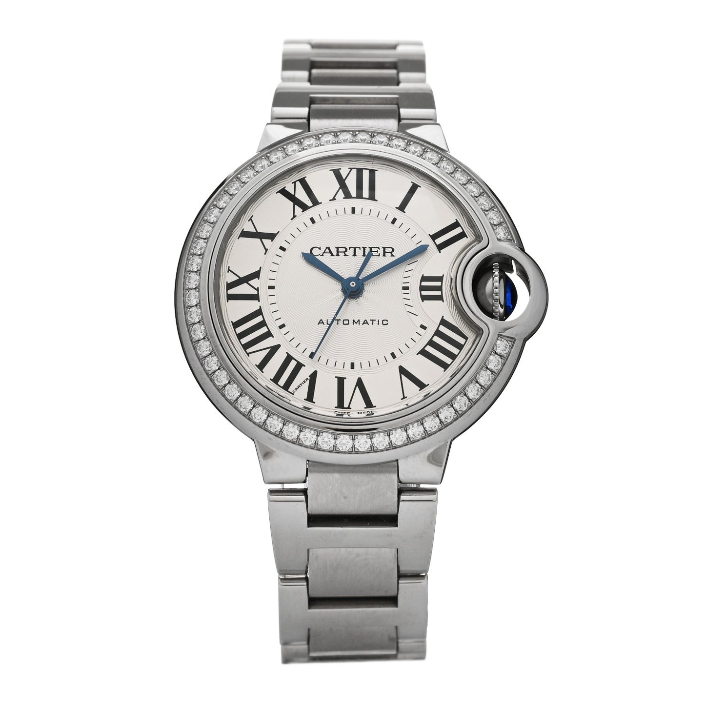 Stainless Steel Diamond Bezel 33mm Ballon Bleu De Cartier Automatic Watch