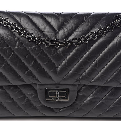 Chanel Aged Calfskin Chevron Quilted 2.55 Reissue 225 Flap So Black 8 of 11