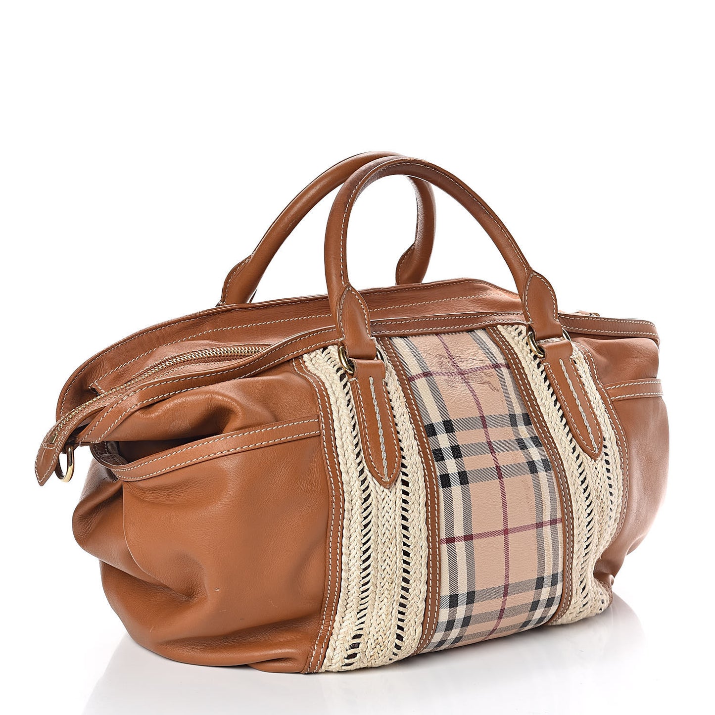 Haymarket Check Medium Rope Satchel Saddle Brown