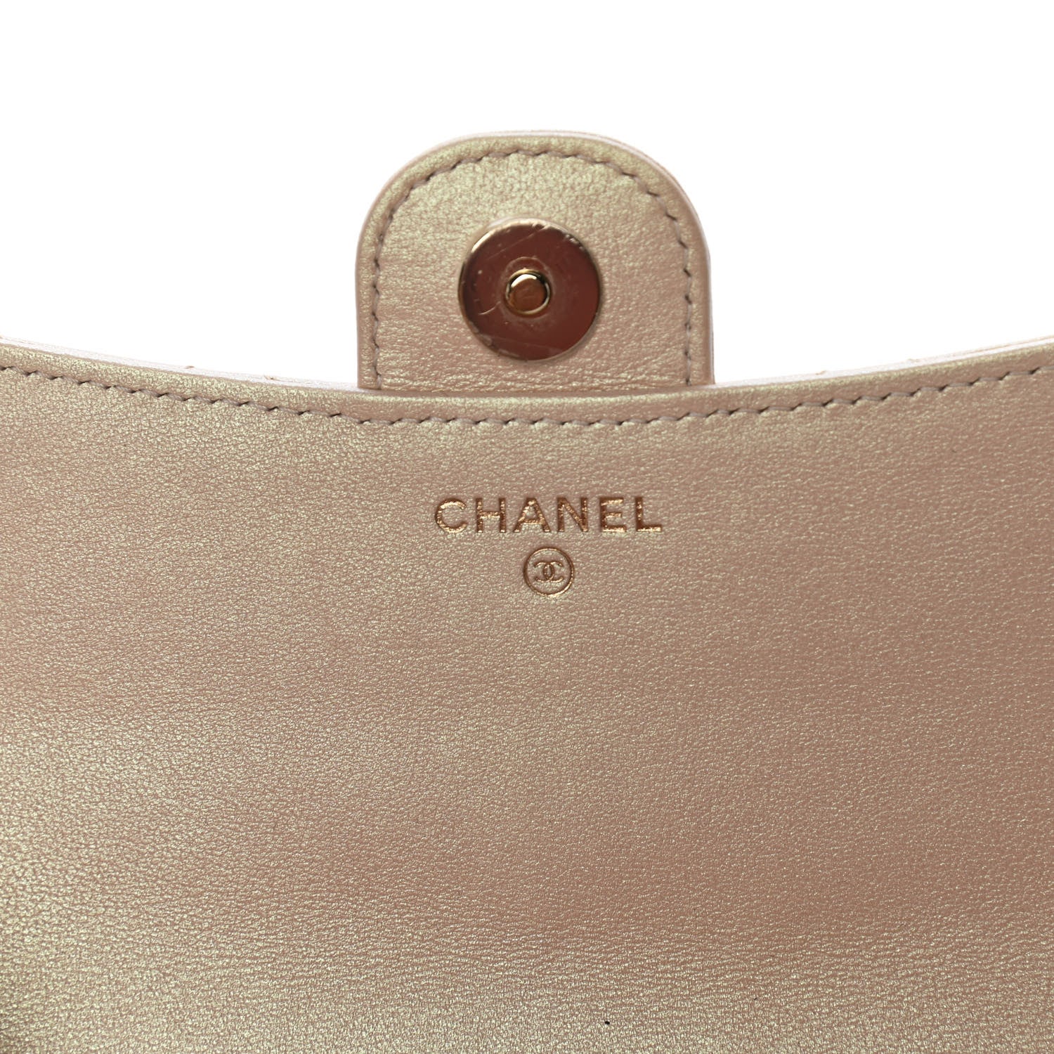 Chanel Iridescent Lambskin Quilted Flap Phone Holder With Chain Beige 6 of 13