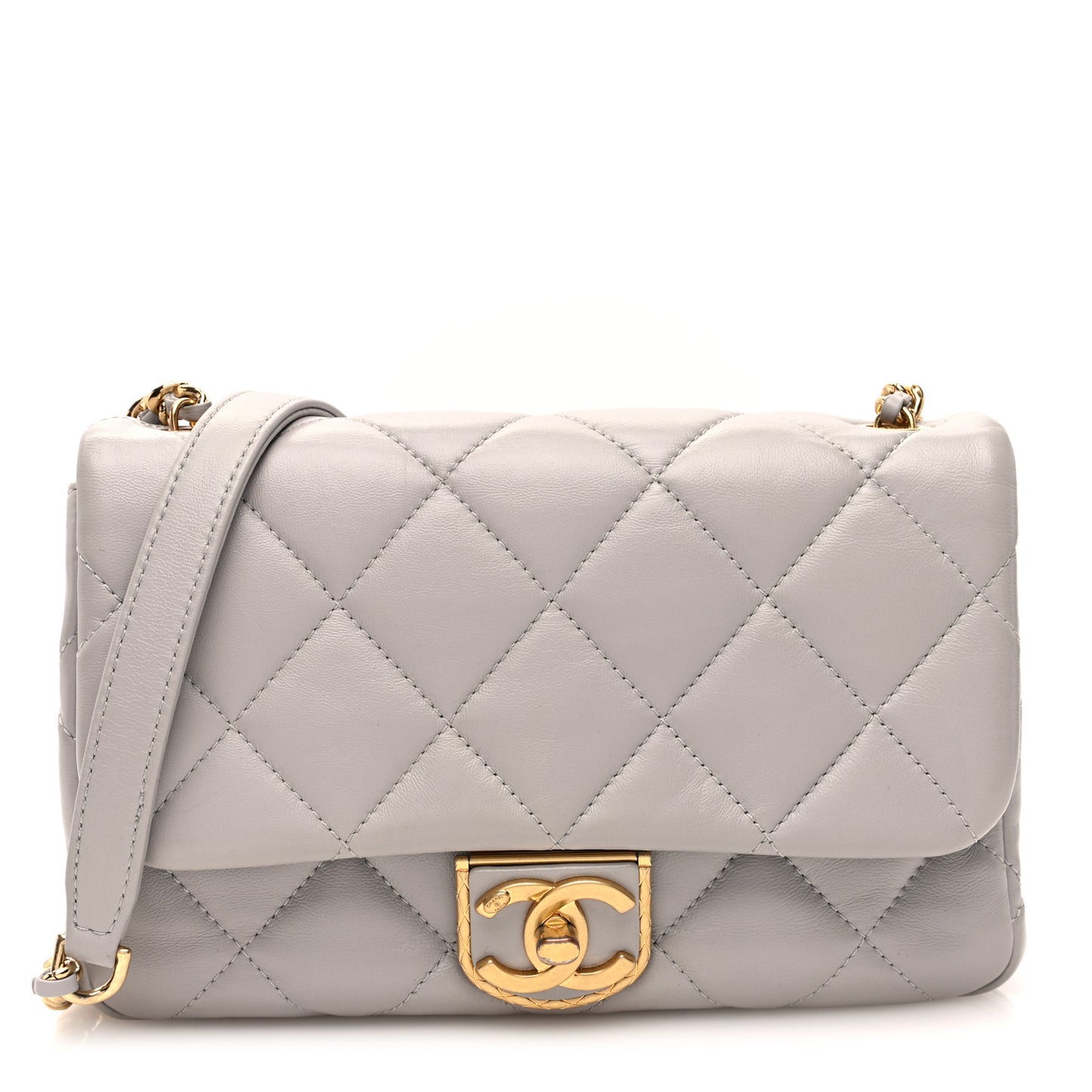 Lambskin Quilted Mini Flap Grey
