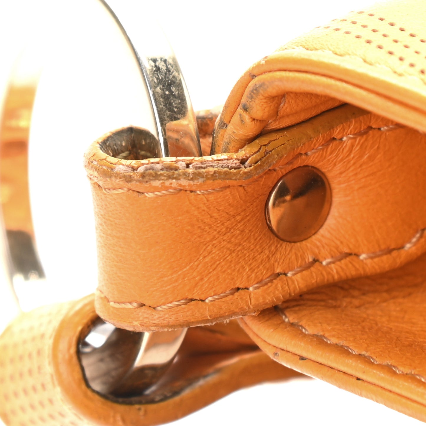 Calfskin Perforated Small Chef Shoulder Bag Yellow