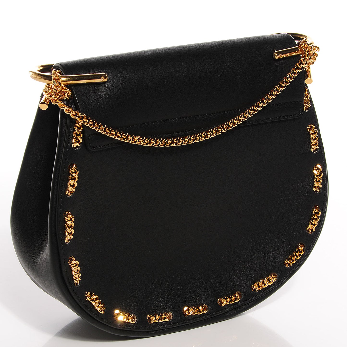 Calfskin Drew Chain Shoulder Bag Black