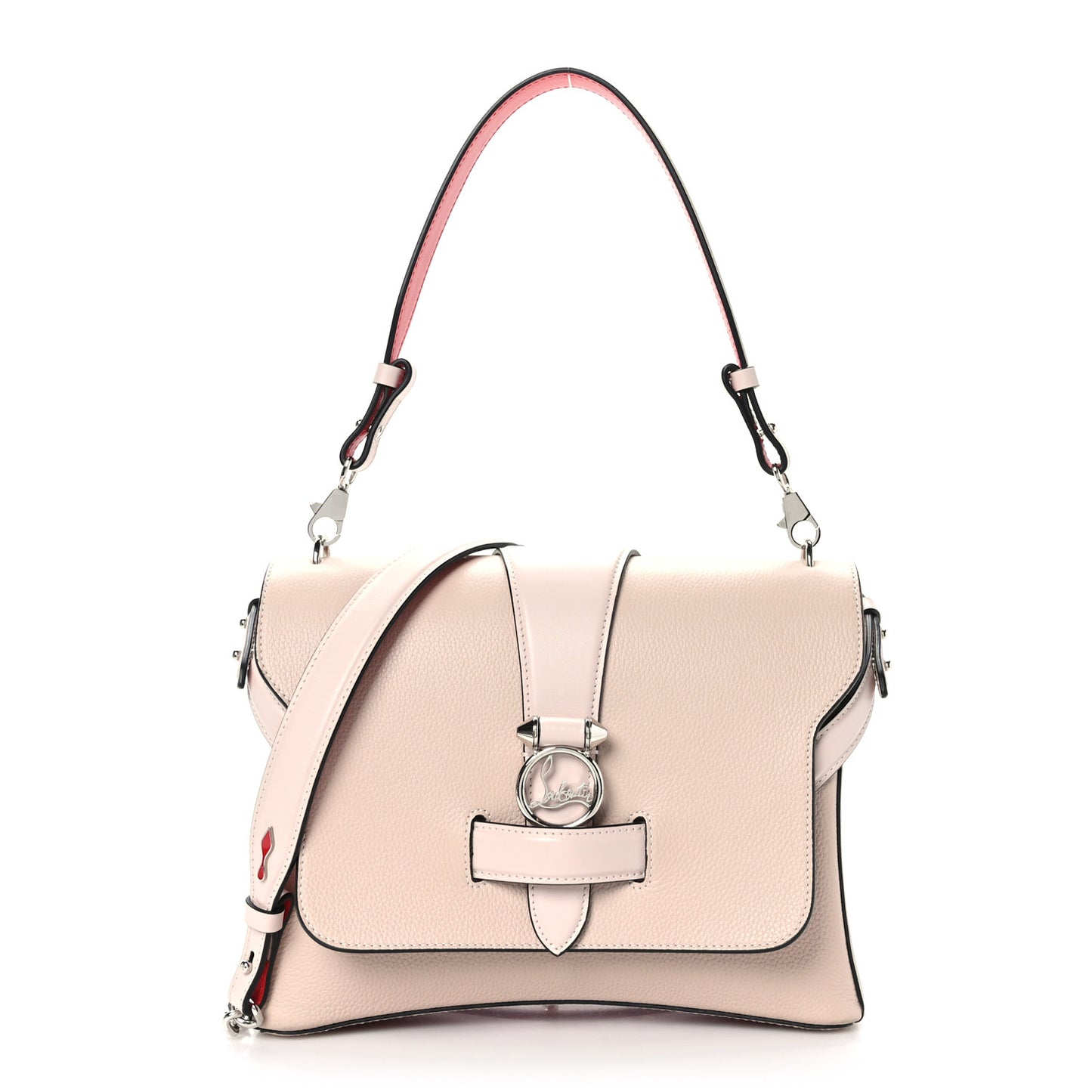 Pebbled Calfskin Medium Rubylou Shoulder Bag Nude