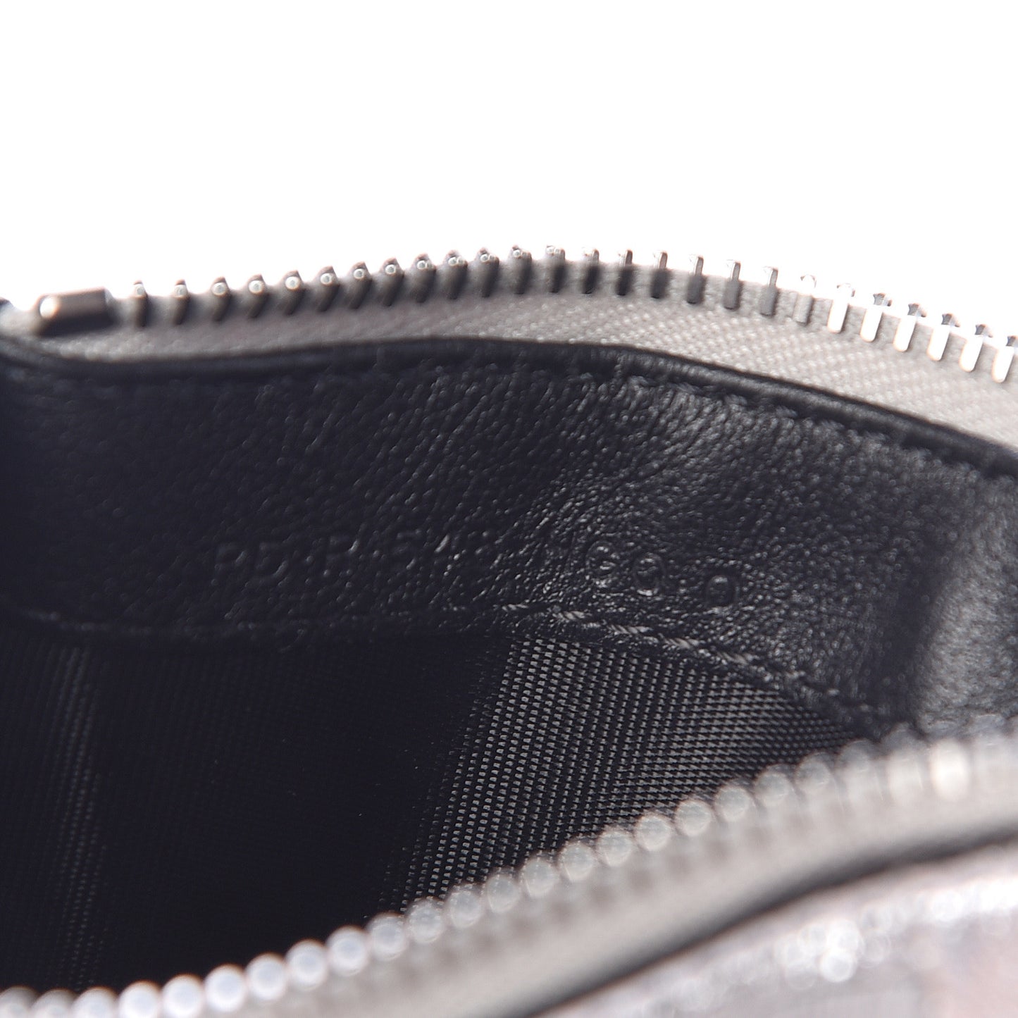 Metallic Calfskin Go Logo Coin Case Card Holder Silver
