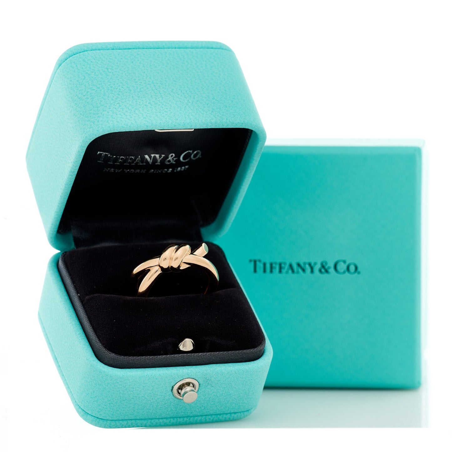 18K Rose Gold Knot Double Row Ring 50 5.5