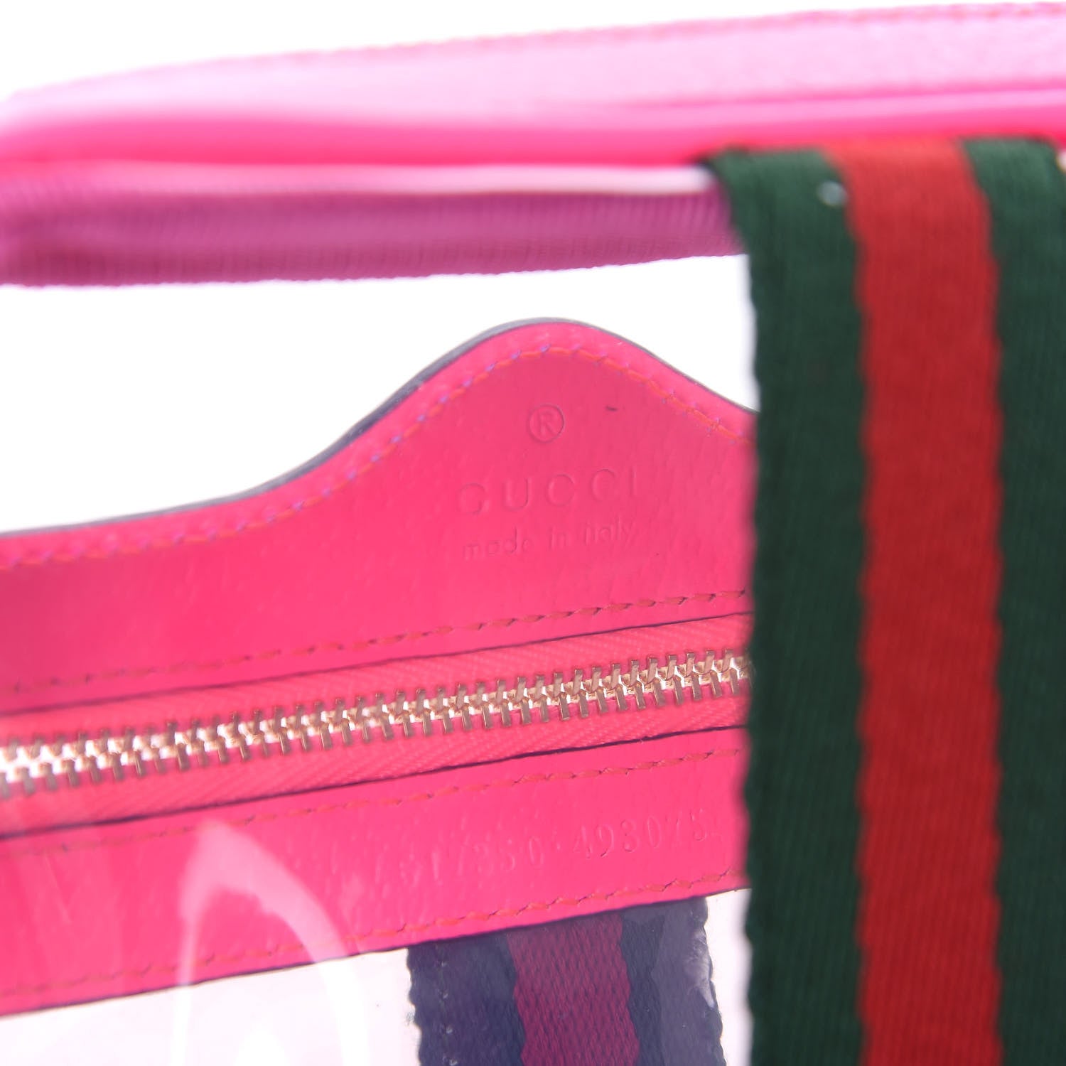 Gucci Vinyl Web Mini Ophidia Transparent Shoulder Bag Fluorescent Fuchsia 7 of 13