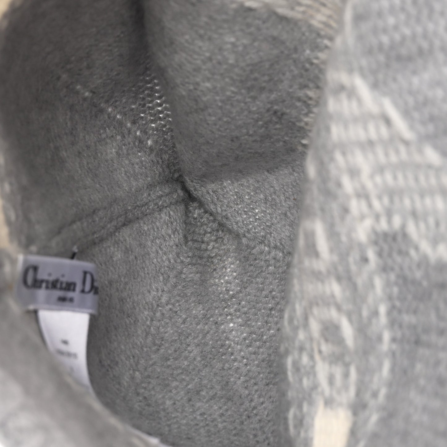 Cashmere Wool D-White Beanie Grey White