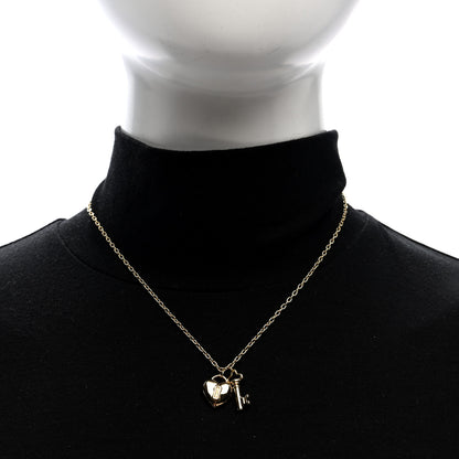 Tiffany 18K Yellow Gold Heart Padlock Key Pendant Necklace 2 of 4