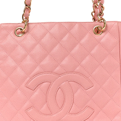 Chanel Caviar Quilted Petit Shopping Tote PST Pink 7 of 9
