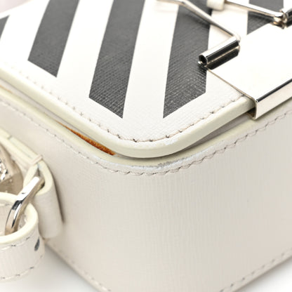 Off-White Saffiano Striped Baby Diag Binder Clip Bag White Black 11 of 14