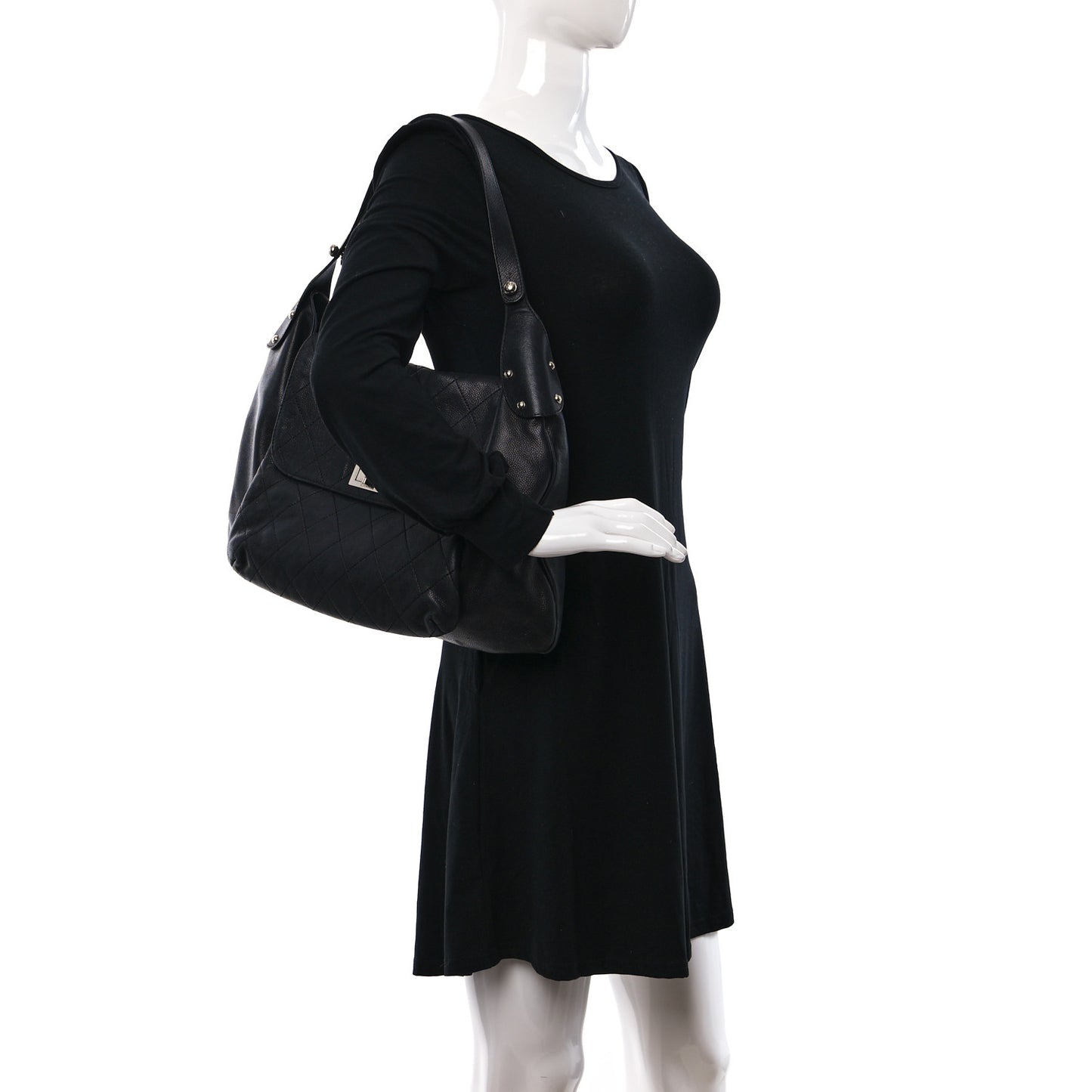 Caviar Stitched Pocket In The City Hobo Black