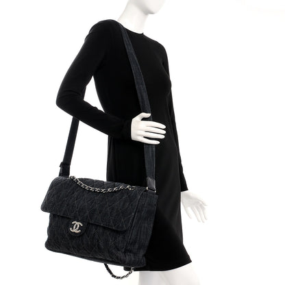 Chanel Denim Quilted Stretch Spirit Messenger Bag 2 of 8