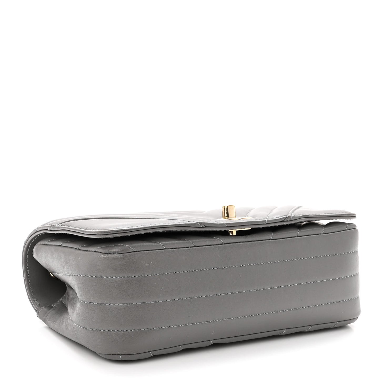 Calfskin Chevron Quilted Mini Statement Flap Grey