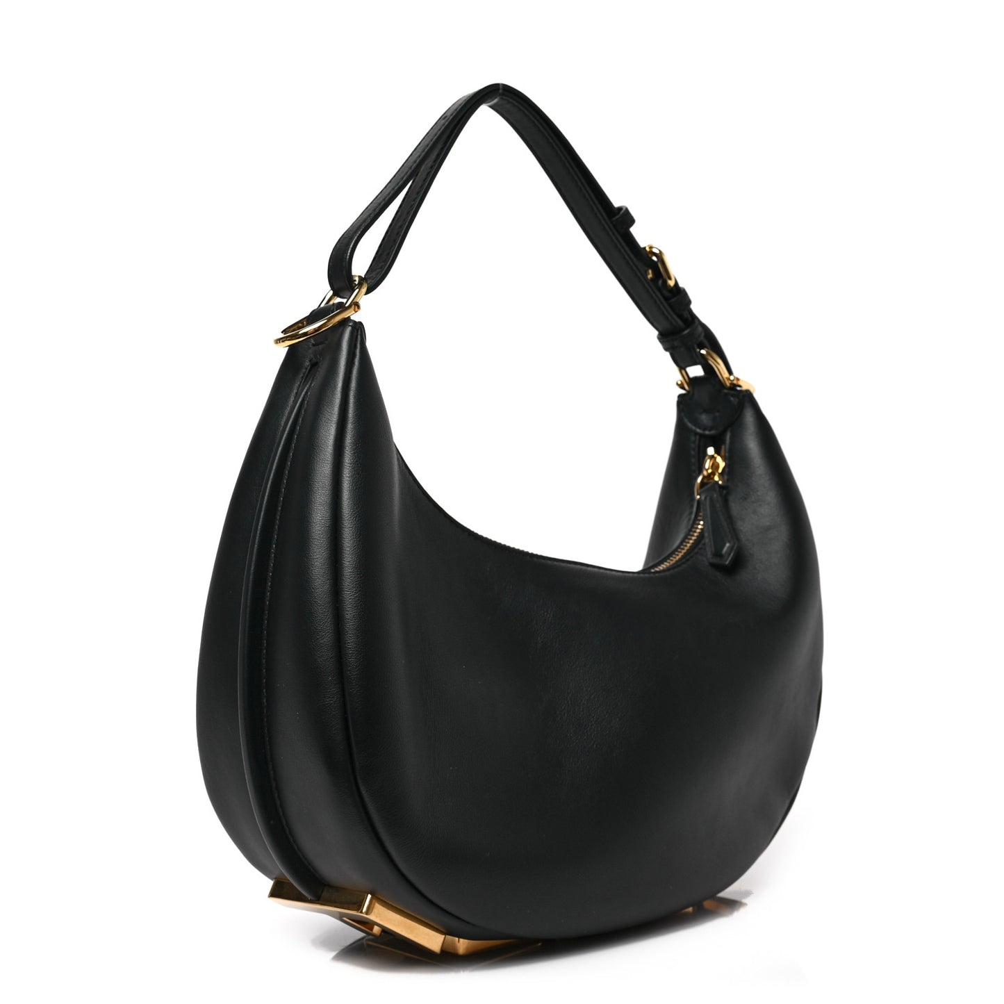 Vitello Grace Matte Small Fendigraphy Hobo Bag Black