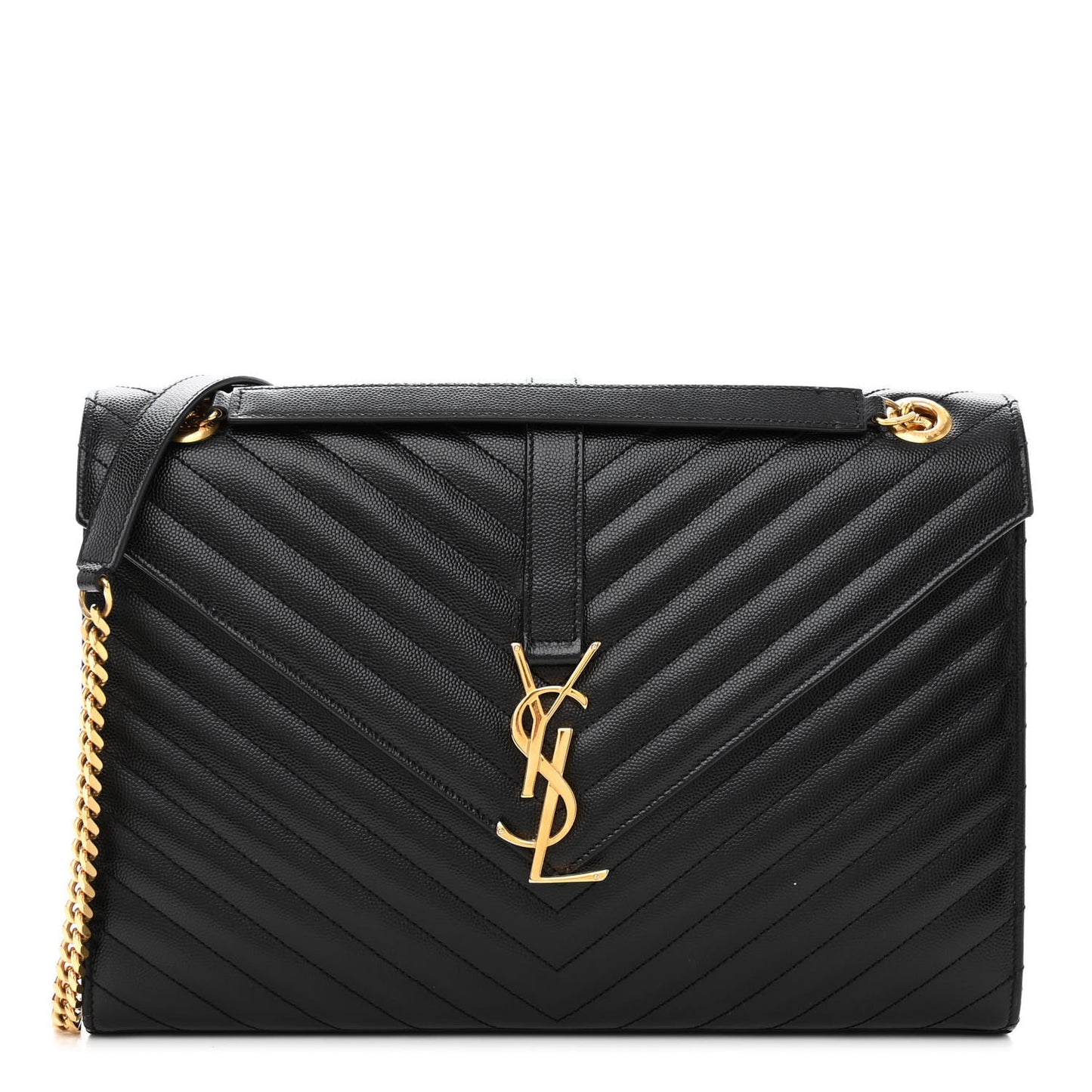 Grain De Poudre Matelasse Chevron Large Monogram Satchel Black