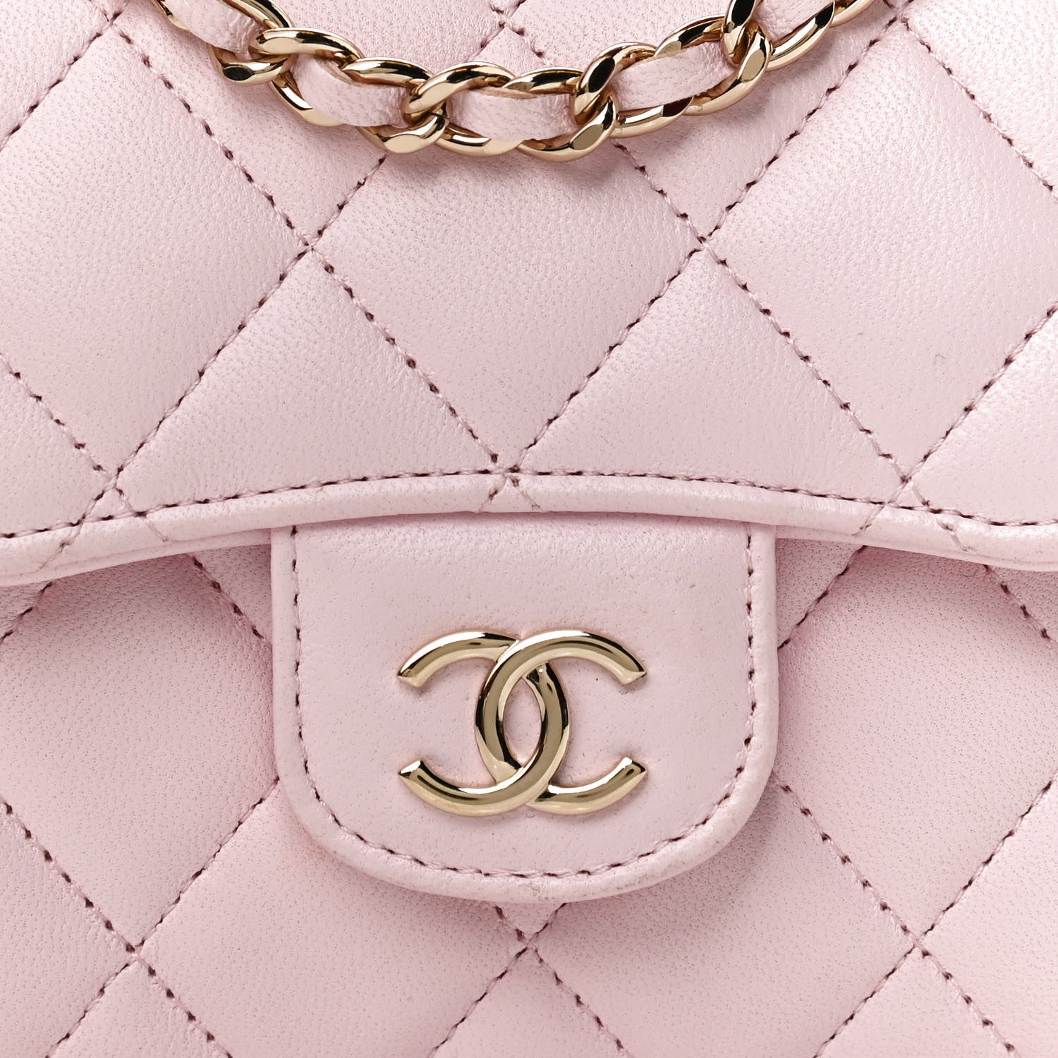 Chanel Lambskin Quilted Top Handle Clutch With Chain Light Pink 8 of 14