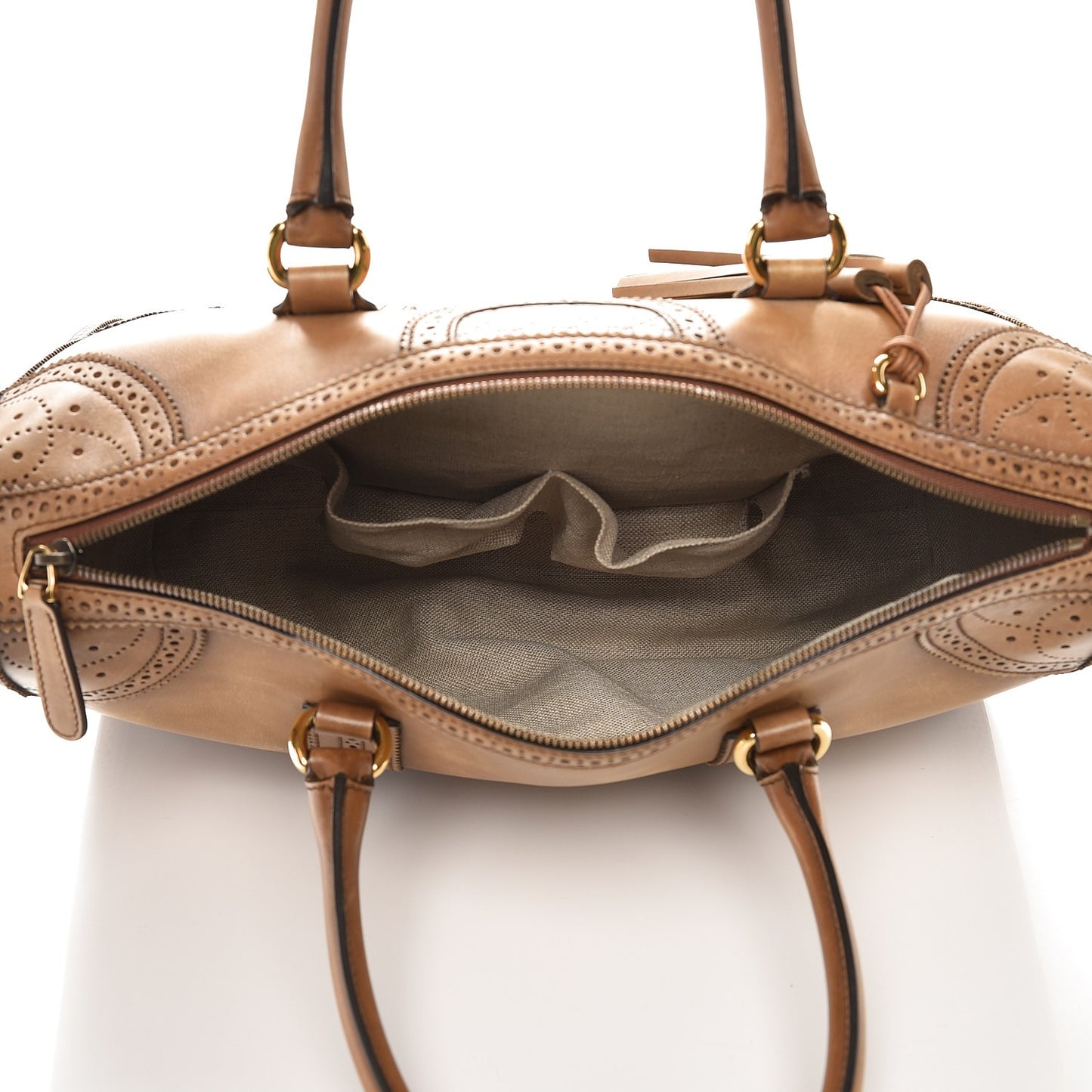 Calfskin Duilio Brogue Tote Honey