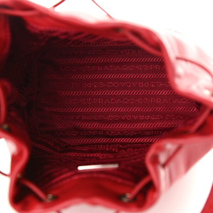 Prada Soft Calfskin Impunture Diagramme Bucket Bag Rosso 5 of 12