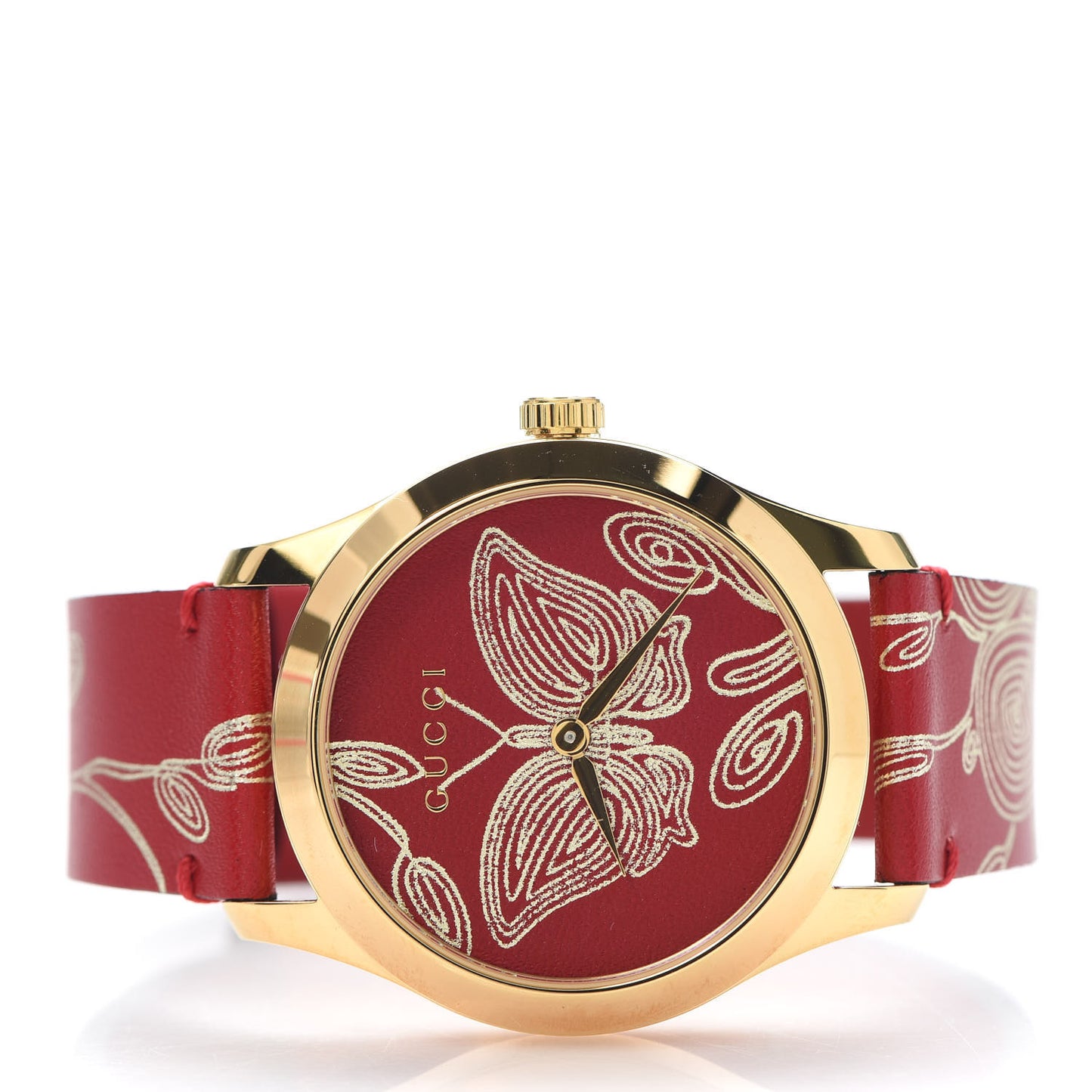 Stainless Steel Calfskin 38mm G-Timeless Butterfly Quartz Watch Red