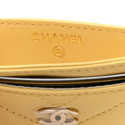 Chanel Lambskin Chevron Quilted Card Holder Yellow 6 of 8