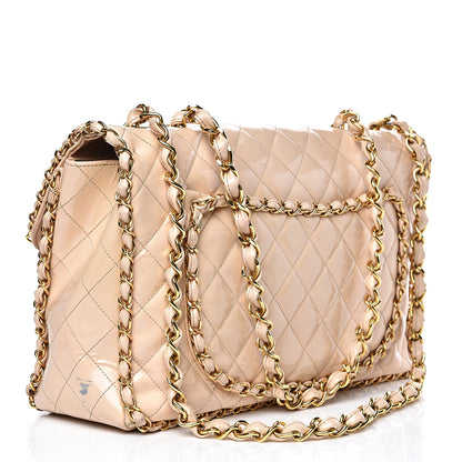 Chanel Patent Quilted Jumbo XL Chain Around Flap Beige 2 of 19
