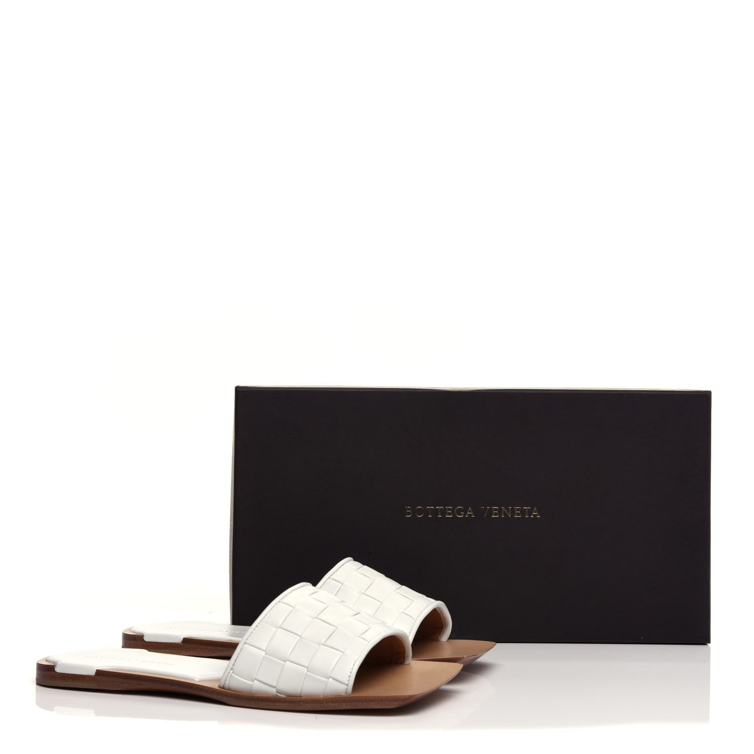 Bottega Veneta Nappa Intrecciato Squared Toe Flat Sandals 37.5 White 10 of 10