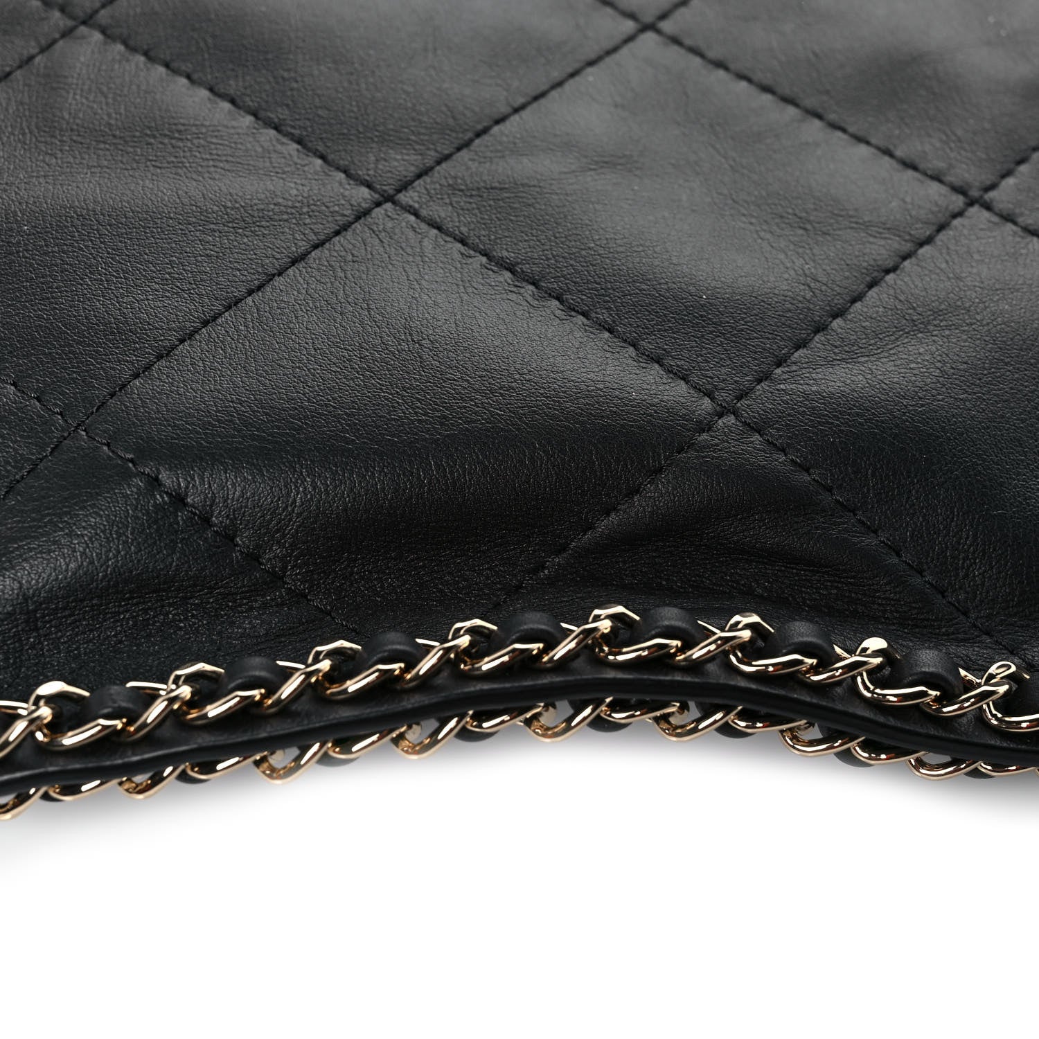 Chanel Calfskin Quilted Chain Flat Tote Black 10 of 10