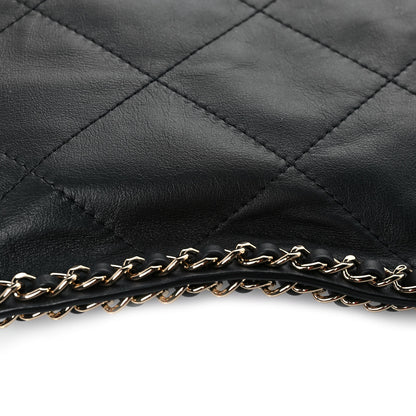 Chanel Calfskin Quilted Chain Flat Tote Black 10 of 10