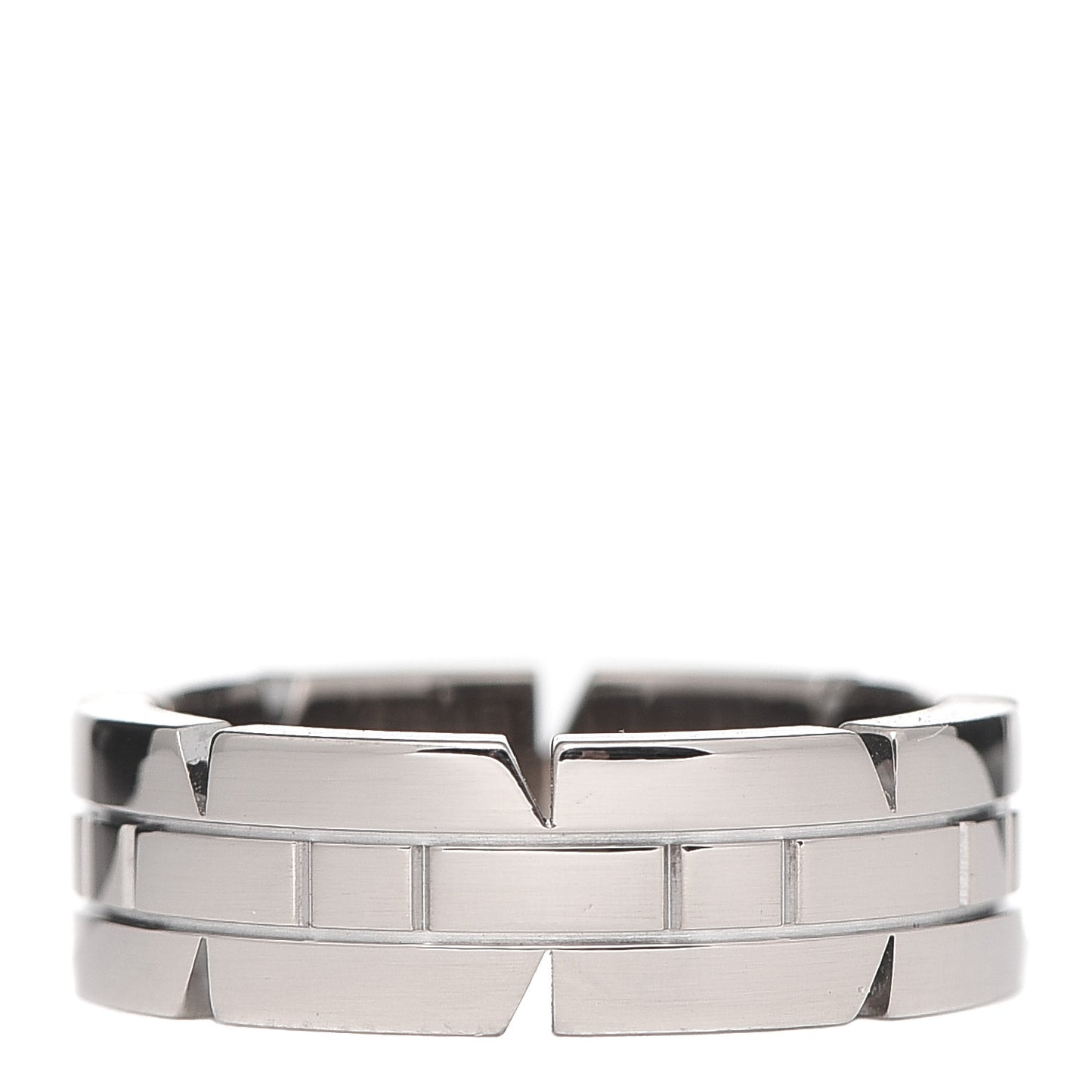 18K White Gold Tank Francaise Band Ring 50 5.25