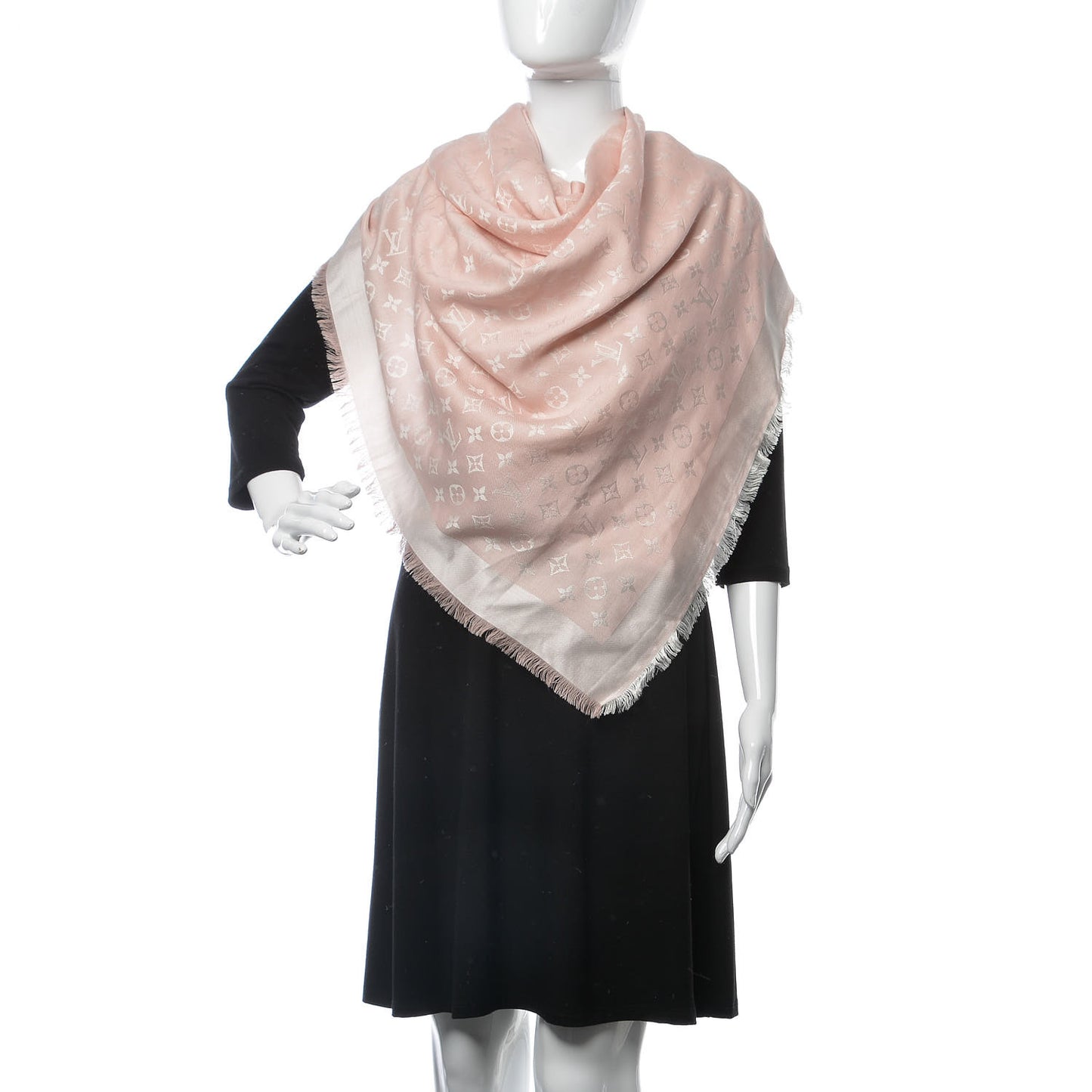 Silk Wool Monogram Denim Shawl Pink
