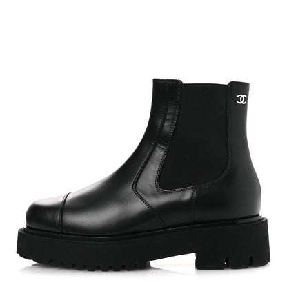 Chanel Calfskin Cap Toe CC Short Boots 41 Black 1 of 11