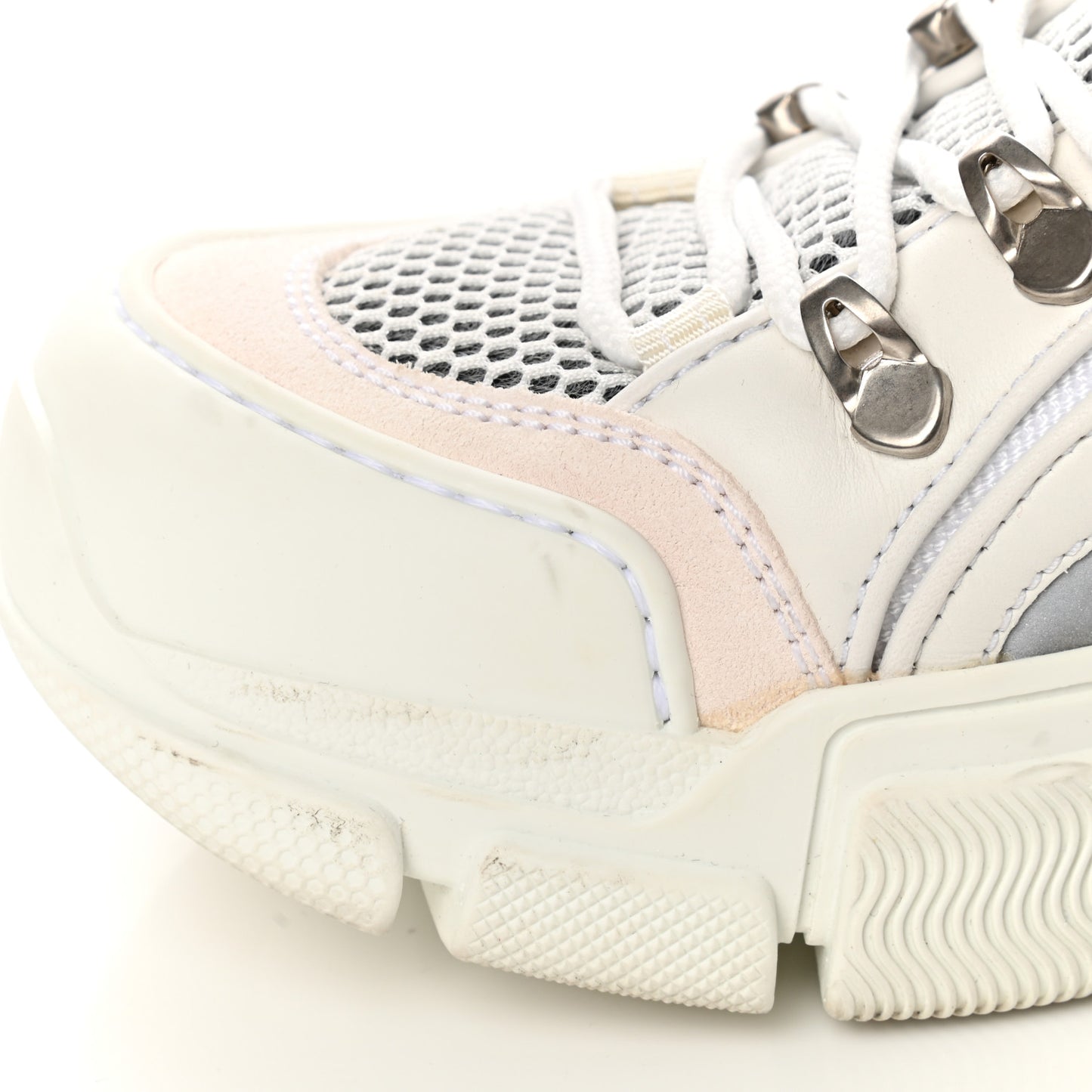 X SEGA Mesh Calfskin Suede Womens Flashtrek Sneakers 37 Great White
